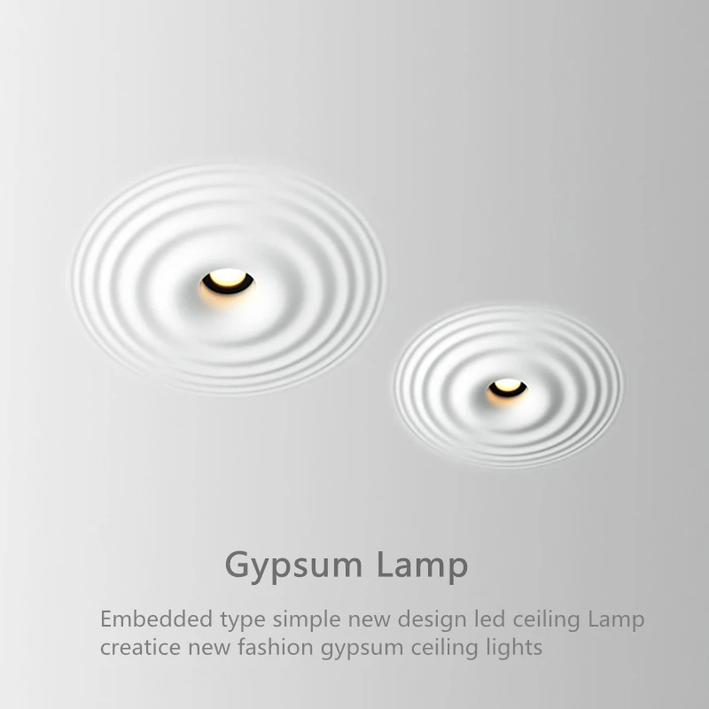 

Gypsum Ceiling Lamp Water Ripple Design Living Room Bedroom Balcony Restaurant Cafe Hide Embedded 90-230v GU10 Ceiling Lights