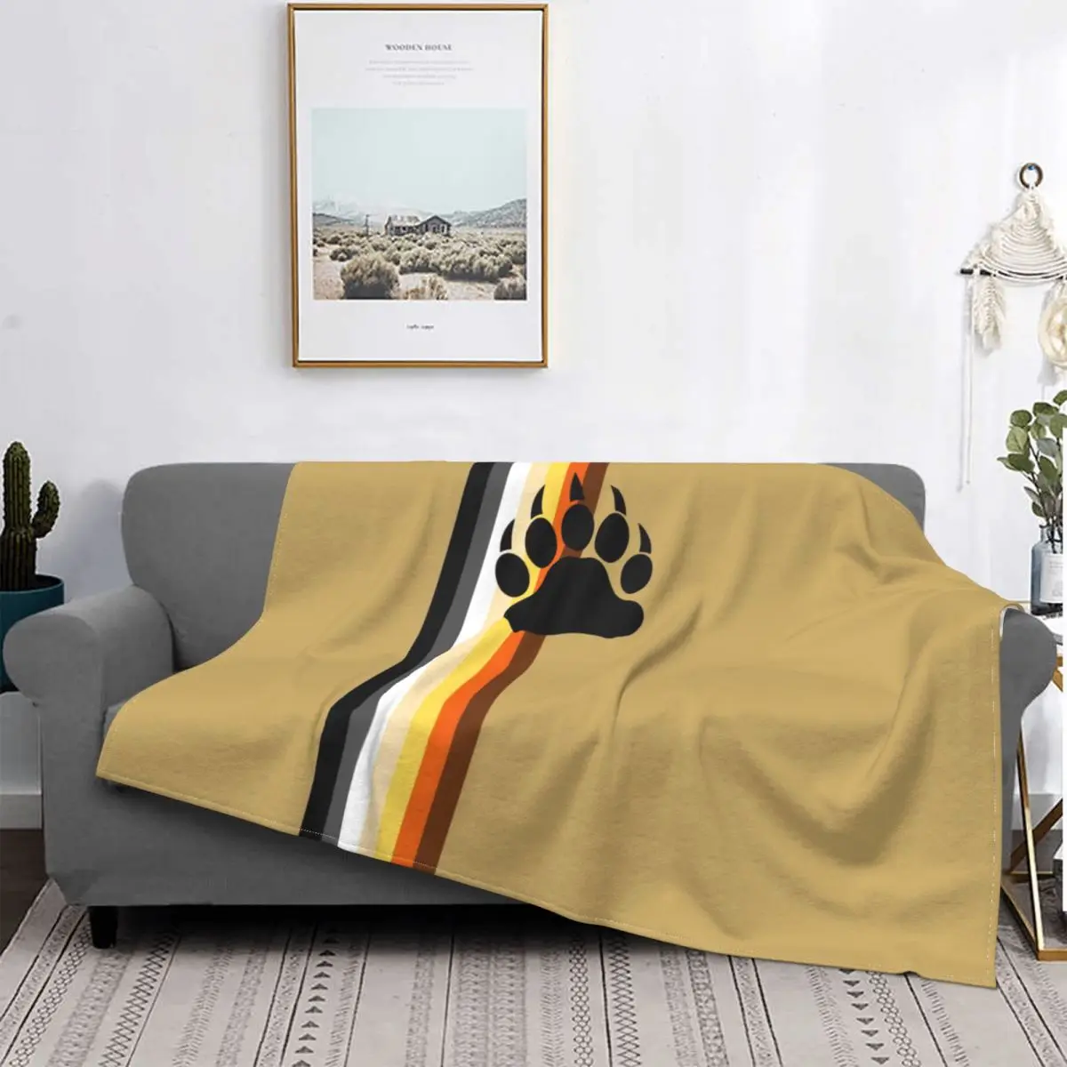 

Gay Bear Paw Flag GLBT Blankets Warm Flannel LGBT Lesbian Throw Blanket for Bedding Couch Bedspread