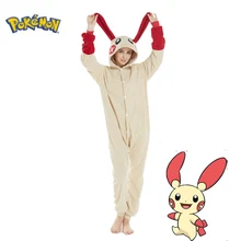 Pokemon Plusle Onesies For Adults Halloween Cosplay Costume Women Bunny Kigurumi One-Pieces Pajamas Christmas Full Body Pijama