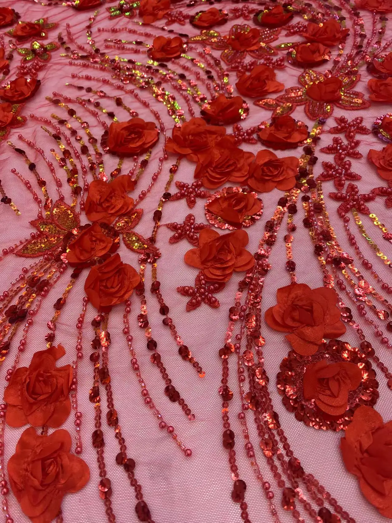 

Красивая 3D дизайнерская ткань с бусинами и блестками, 3D вышивка, французская сетчатая пряжа, Африканское нигерийское кружево для свадебных вечерних платьев