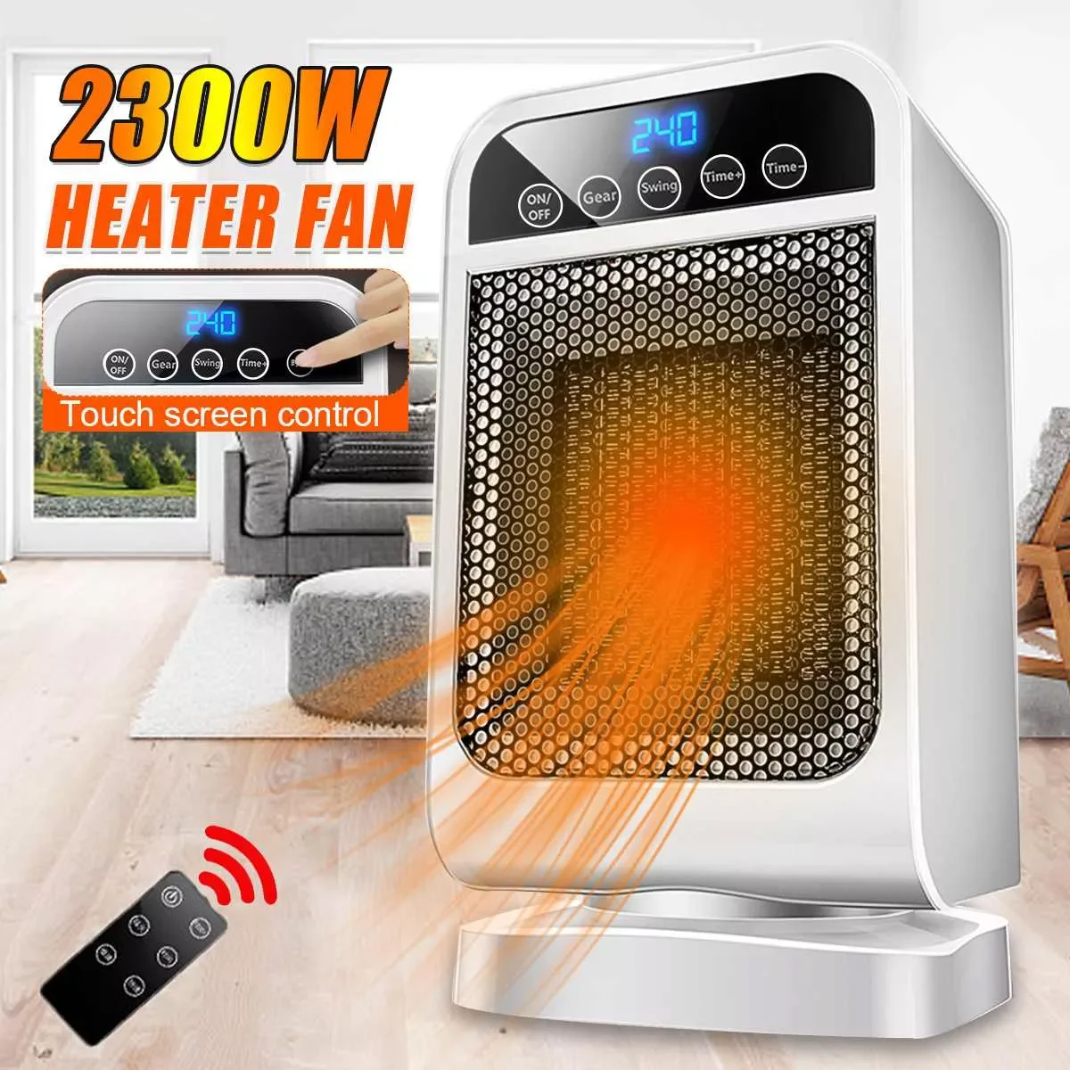 2300W Digital Display Electric Heater 2 Gear Fan Warmer Fan Air Heater Touch Screen/PTC Quick Heating/Overheat Protection
2300W Digital Display Electric Heater 2 Gear Fan Warmer Fan Air Heater Touch Screen/PTC Quick Heating/Overheat Protection