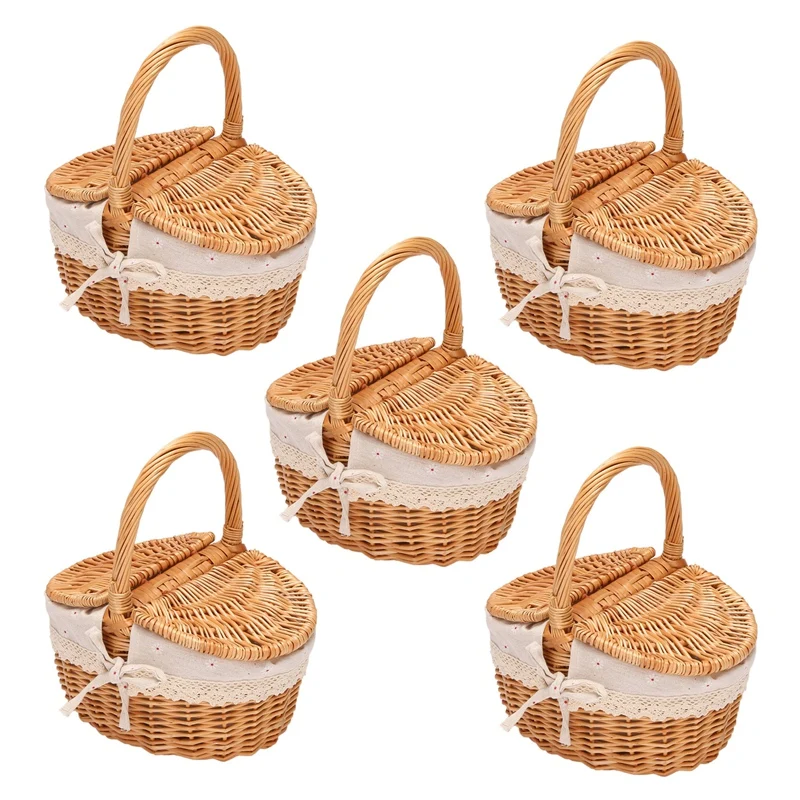 5X Handmade Wicker Basket With Handle, With Double Lids, Shopping Storage Hamper Basket With Cloth Lining
5X Handmade Wicker Basket With Handle, With Double Lids, Shopping Storage Hamper Basket With Cloth Lining