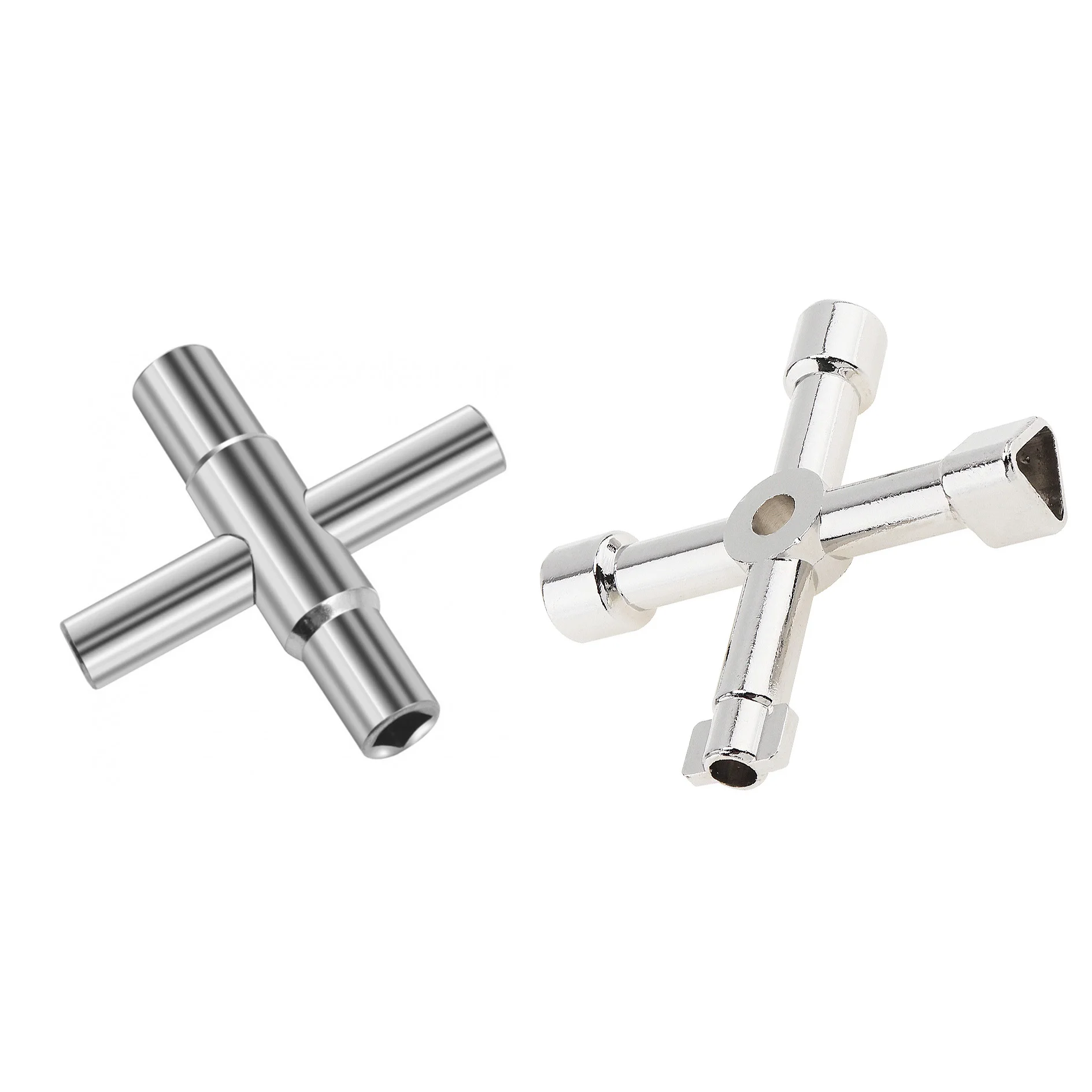 2 Pieces 4 Way Silver Multifunctional Key Wrench for Faucets Valve Cabinet Opening Key Cross Triangle Faucet Wrench Tool
2 Pieces 4 Way Silver Multifunctional Key Wrench for Faucets Valve Cabinet Opening Key Cross Triangle Faucet Wrench Tool