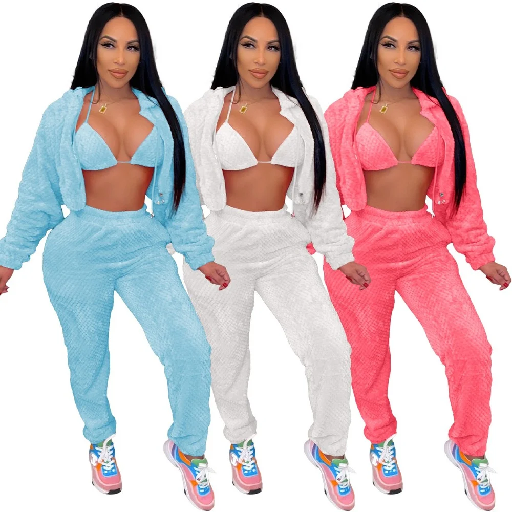 Winter 3 Pieces Fur Set Women Hoodie Zipper Up Long Sleeve Cropped Coat Sexy Hater Bra Long Pants Solid Club Oufits Tracksuits
Winter 3 Pieces Fur Set Women Hoodie Zipper Up Long Sleeve Cropped Coat Sexy Hater Bra Long Pants Solid Club Oufits Tracksuits