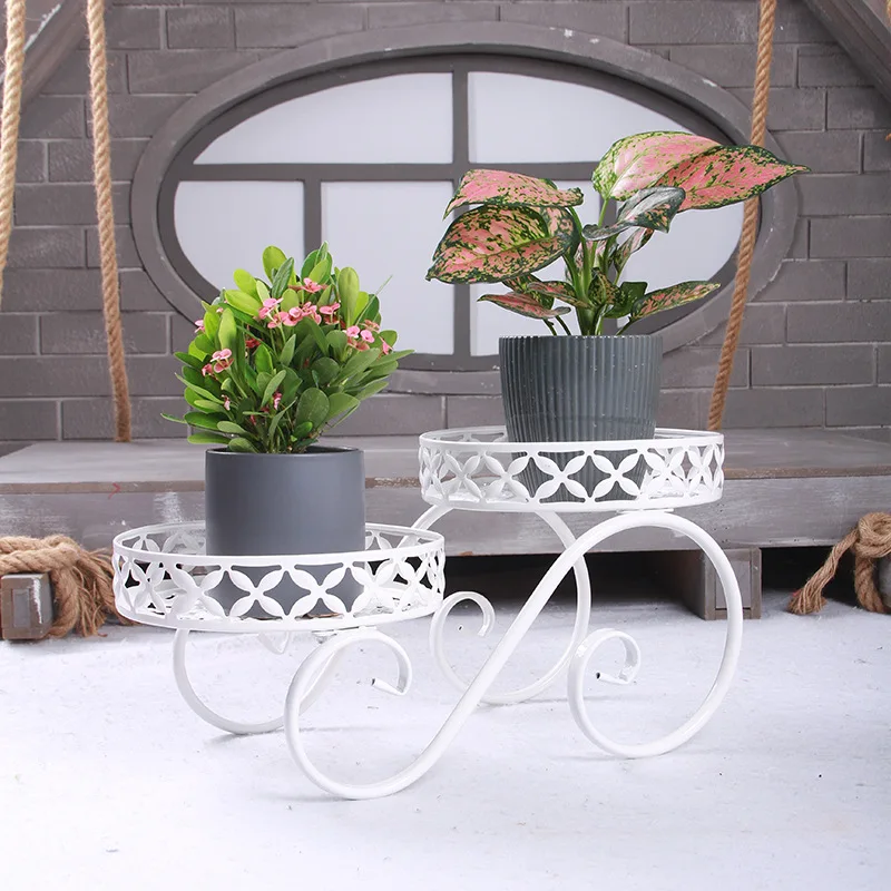 

European-style Wrought Iron Flower Pot Rack Green Radish Succulent Potted Plant Rack Living Room Balcony Floor-to-ceiling