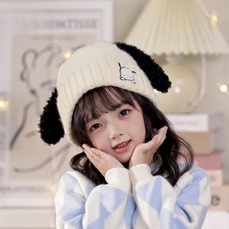 Детская вязаная шапка Sanrio My Melody Kuromi Pachacco, зимняя теплая Милая мультяшная шапка с маленькими ушками и вышитыми ушками
Детская вязаная шапка Sanrio My Melody Kuromi Pachacco, зимняя теплая Милая мультяшная шапка с маленькими ушками и вышитыми ушками