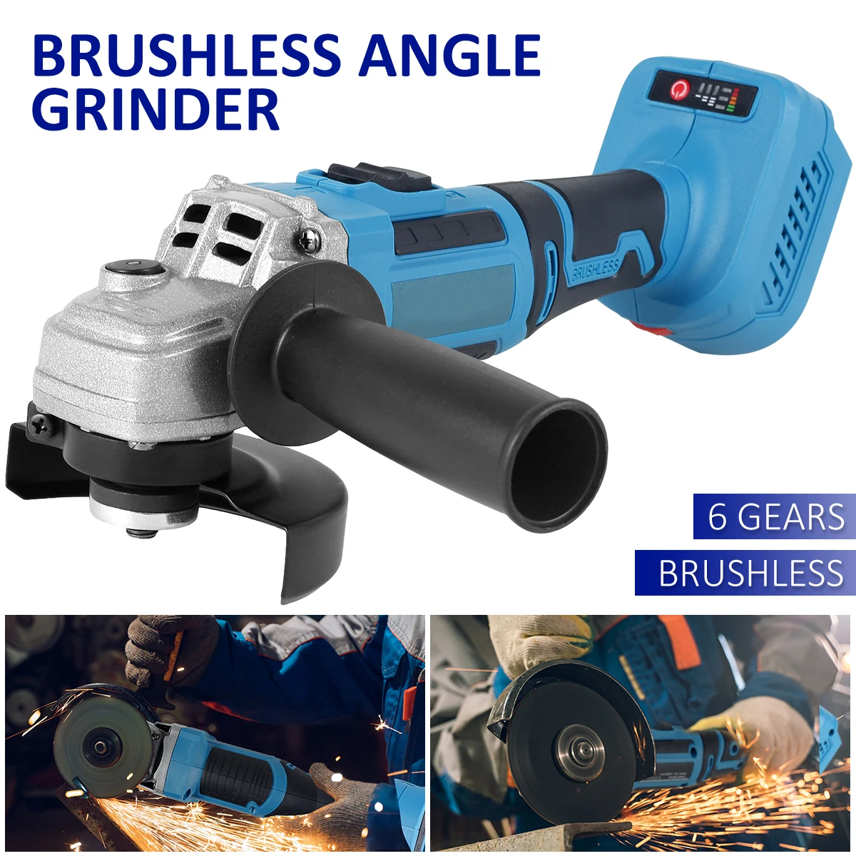 Angle Grinder 18V Cordless Angle Grinder High Power Cut-Off Tool Kit Brushless Electric Grinding Machine 6 Gears Variable
Angle Grinder 18V Cordless Angle Grinder High Power Cut-Off Tool Kit Brushless Electric Grinding Machine 6 Gears Variable
