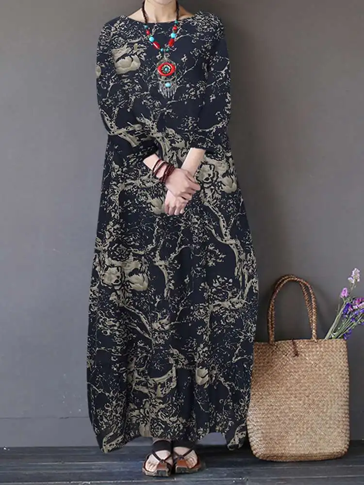 Vintage Floral Printed Dress ZANZEA Women O Neck 3/4 Sleeve Vestidos Bohemian Causal Holiday Sundress Spring Maxi Long Dresses
Vintage Floral Printed Dress ZANZEA Women O Neck 3/4 Sleeve Vestidos Bohemian Causal Holiday Sundress Spring Maxi Long Dresses