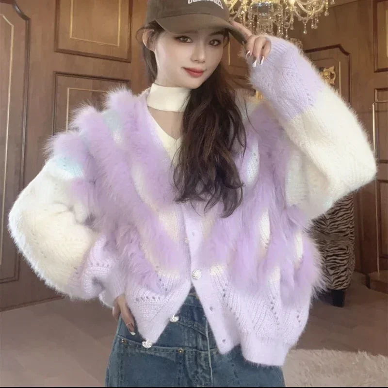 Women Spring Purple Thin Real Fox Fur Oversize Loose Lady's Fashion Colorful Thin Sweater Coat Bottoming Shirt Free Shipping
Women Spring Purple Thin Real Fox Fur Oversize Loose Lady's Fashion Colorful Thin Sweater Coat Bottoming Shirt Free Shipping