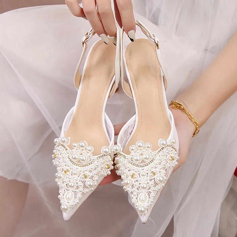 White Lace Pearl Wedding Pumps Heels Shoes for Women Crystal Luxury Pumps Elegant 9 Cm High Heels Sandals 2022 Comfy Bridal Shoe
White Lace Pearl Wedding Pumps Heels Shoes for Women Crystal Luxury Pumps Elegant 9 Cm High Heels Sandals 2022 Comfy Bridal Shoe