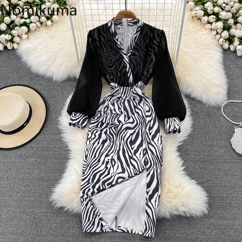 Nomikuma Dresses for Women 2022 Spring Autumn Gauze Patchwork Leopard Slim Bodycon Ropa Mujer Retro Fashion Sexy Women Dress
Nomikuma Dresses for Women 2022 Spring Autumn Gauze Patchwork Leopard Slim Bodycon Ropa Mujer Retro Fashion Sexy Women Dress