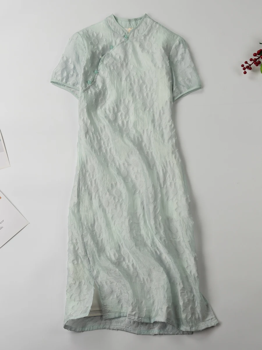 Chinese Summer Short Sleeve Qipao Green Improved Cheongsam Midi Dress Vintage Tea Clothes Vacation Outfits for Women 2023 New
Chinese Summer Short Sleeve Qipao Green Improved Cheongsam Midi Dress Vintage Tea Clothes Vacation Outfits for Women 2023 New