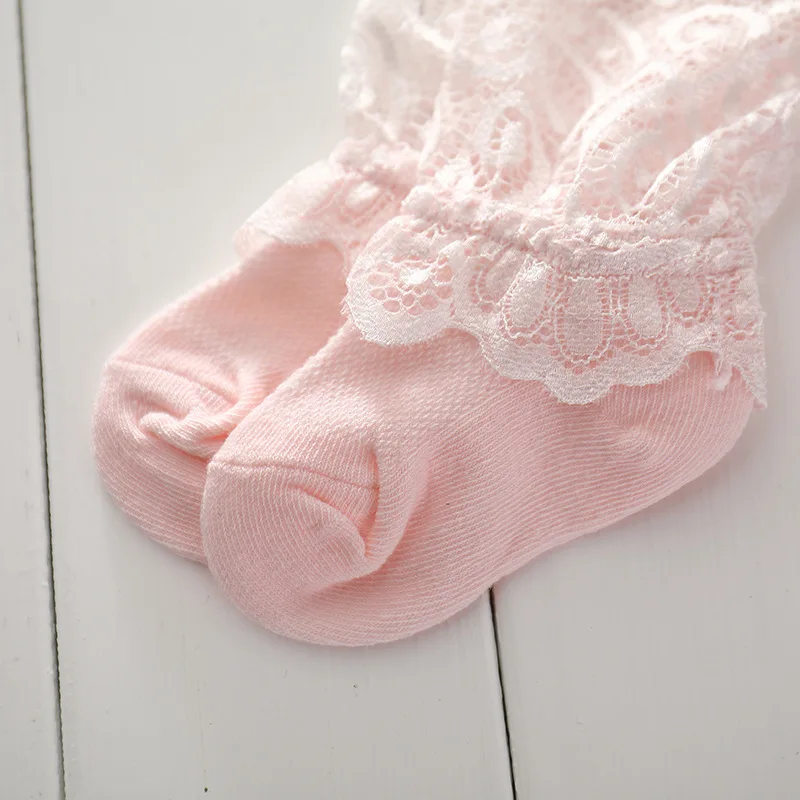Носки для маленьких девочек длинные хлопковые Мягкие сетчатые дышащие кружевные
