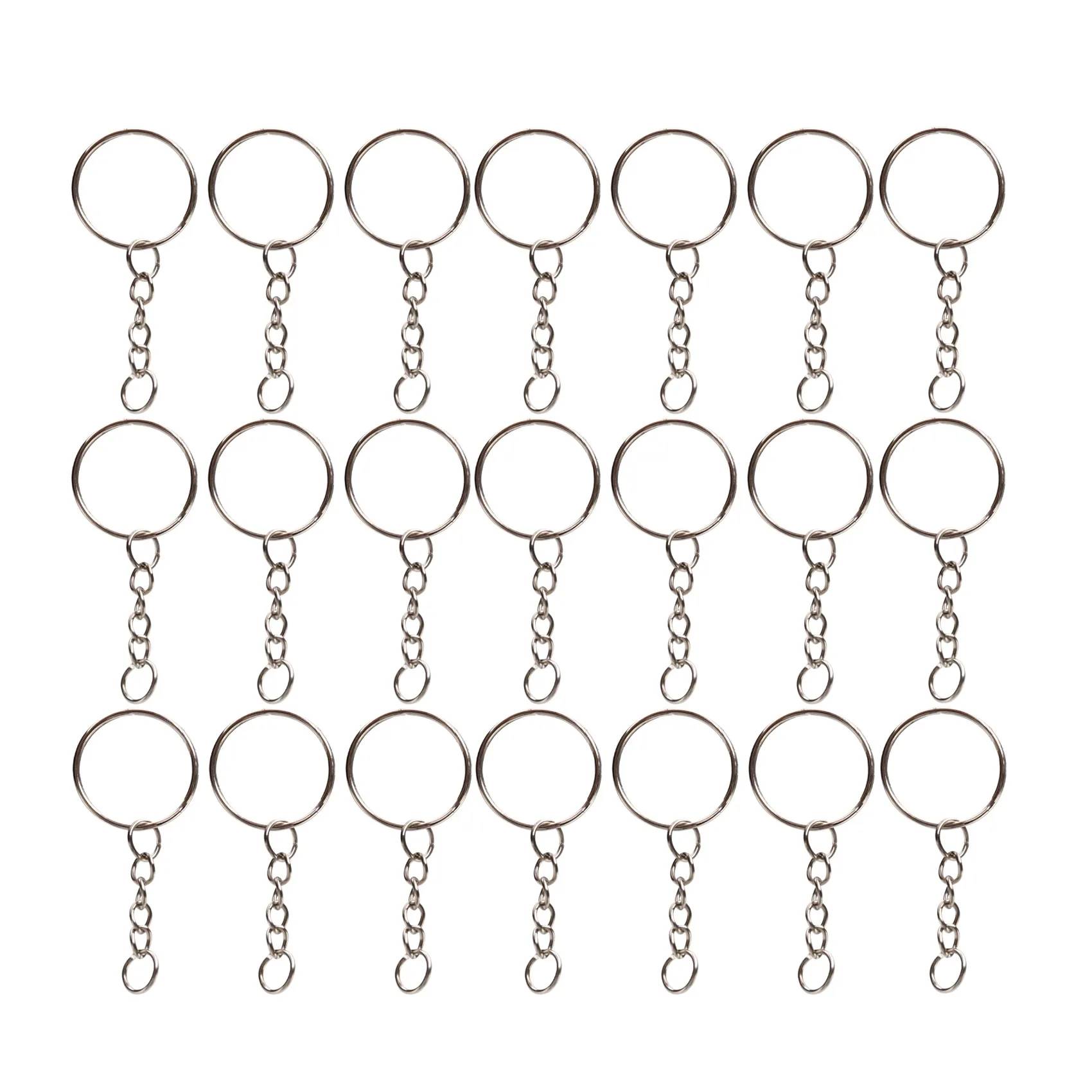 

200 шт., кольца для ключей с цепочкой, серебряные кольца для ключей и открытые колечки для поделок «сделай сам» (1 дюйм/25 мм)