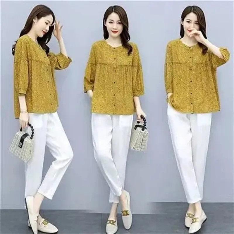 1 Piece/Set Cotton Linen Women 2022Summer Dress Latest Suit New Coat Middle-Aged 2PCS Short-Sleeved T-Shirt Top Female Two-Piece
1 Piece/Set Cotton Linen Women 2022Summer Dress Latest Suit New Coat Middle-Aged 2PCS Short-Sleeved T-Shirt Top Female Two-Piece
