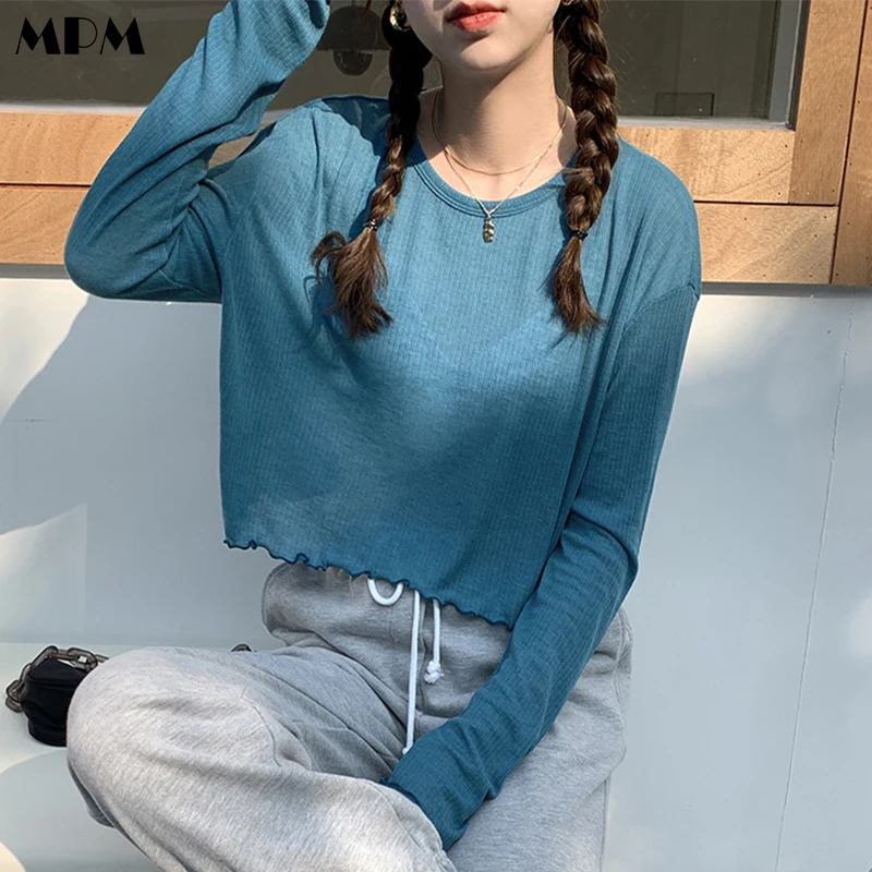 Fashion Fungus Edge Long-Sleeved T-Shirt Loose Casual O-Neck Solid Ladies Short Top All-Match Women's Clothing Thin Spring New
Fashion Fungus Edge Long-Sleeved T-Shirt Loose Casual O-Neck Solid Ladies Short Top All-Match Women's Clothing Thin Spring New