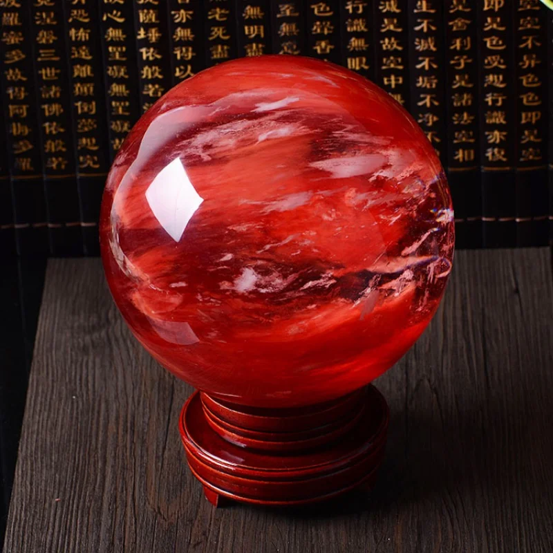 

Натуральный Красный цитрин Кальцит 80 мм, кварцевый хрустальный шар, исцеляющий драгоценный камень с подставкой, украшение для комнаты, домашний подарок