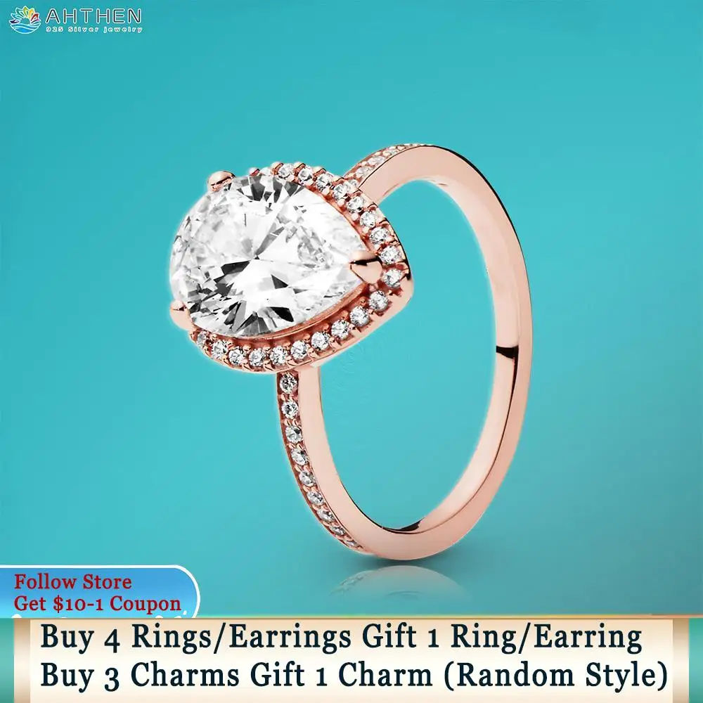 Ahthen 925 Sterling Silver Ring Pink Sparkling Teardrop Halo Ring Original Women Rings Ngagement Rings Women Jewelry Girl Gift
Ahthen 925 Sterling Silver Ring Pink Sparkling Teardrop Halo Ring Original Women Rings Ngagement Rings Women Jewelry Girl Gift