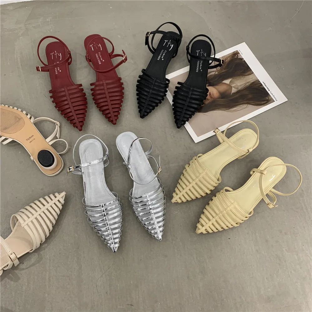 Pointed Toe Women Sandals Narrow Band Ankle Strap Round Low Heels Elegant Dress Shoes Black Silver Wine Red Yellow Sandals 39
Pointed Toe Women Sandals Narrow Band Ankle Strap Round Low Heels Elegant Dress Shoes Black Silver Wine Red Yellow Sandals 39