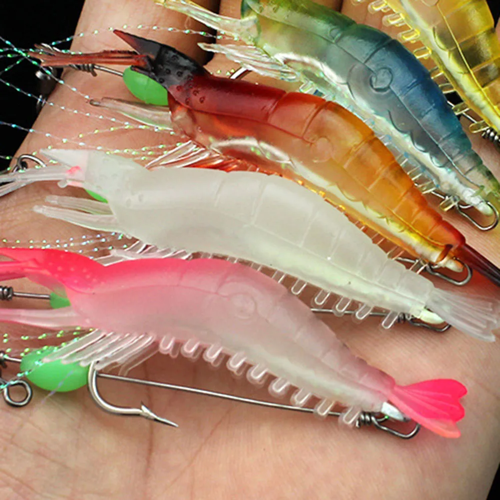 5pcs/lot 9cm 5.2g Luminous Shrimp Silicon Soft Artificial Bait With Hooks Swivels Rigs Fishing Tackle Accessories
5pcs/lot 9cm 5.2g Luminous Shrimp Silicon Soft Artificial Bait With Hooks Swivels Rigs Fishing Tackle Accessories