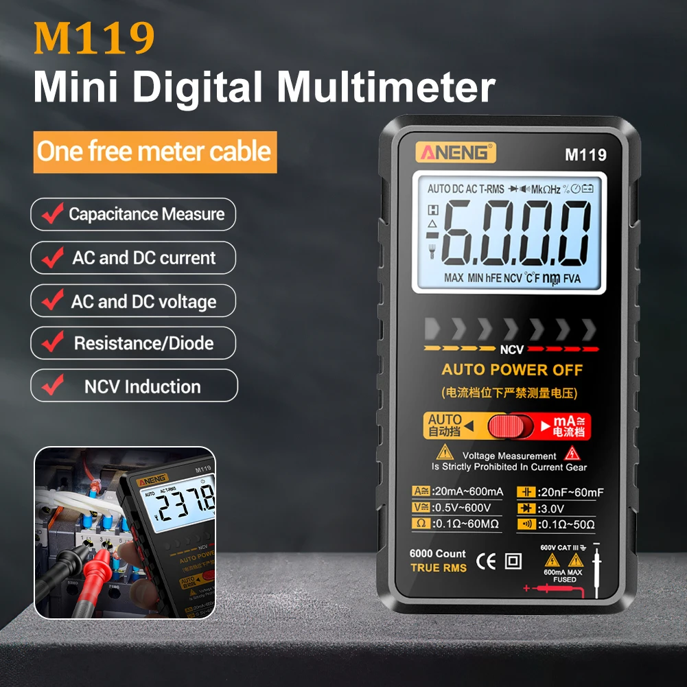 6000 Counts Digital Smart Multimeter LCD Display DC AC Voltage Capacitance Tester Smart Auto Range Machine Multimeter Tools
6000 Counts Digital Smart Multimeter LCD Display DC AC Voltage Capacitance Tester Smart Auto Range Machine Multimeter Tools