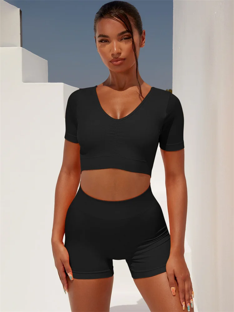 Yoga Set Women Sportswear Suits Seamless T-shirt Shorts Sets High Waist Hip Lift Tight Breathable Workout Fitness Running Suits
Yoga Set Women Sportswear Suits Seamless T-shirt Shorts Sets High Waist Hip Lift Tight Breathable Workout Fitness Running Suits