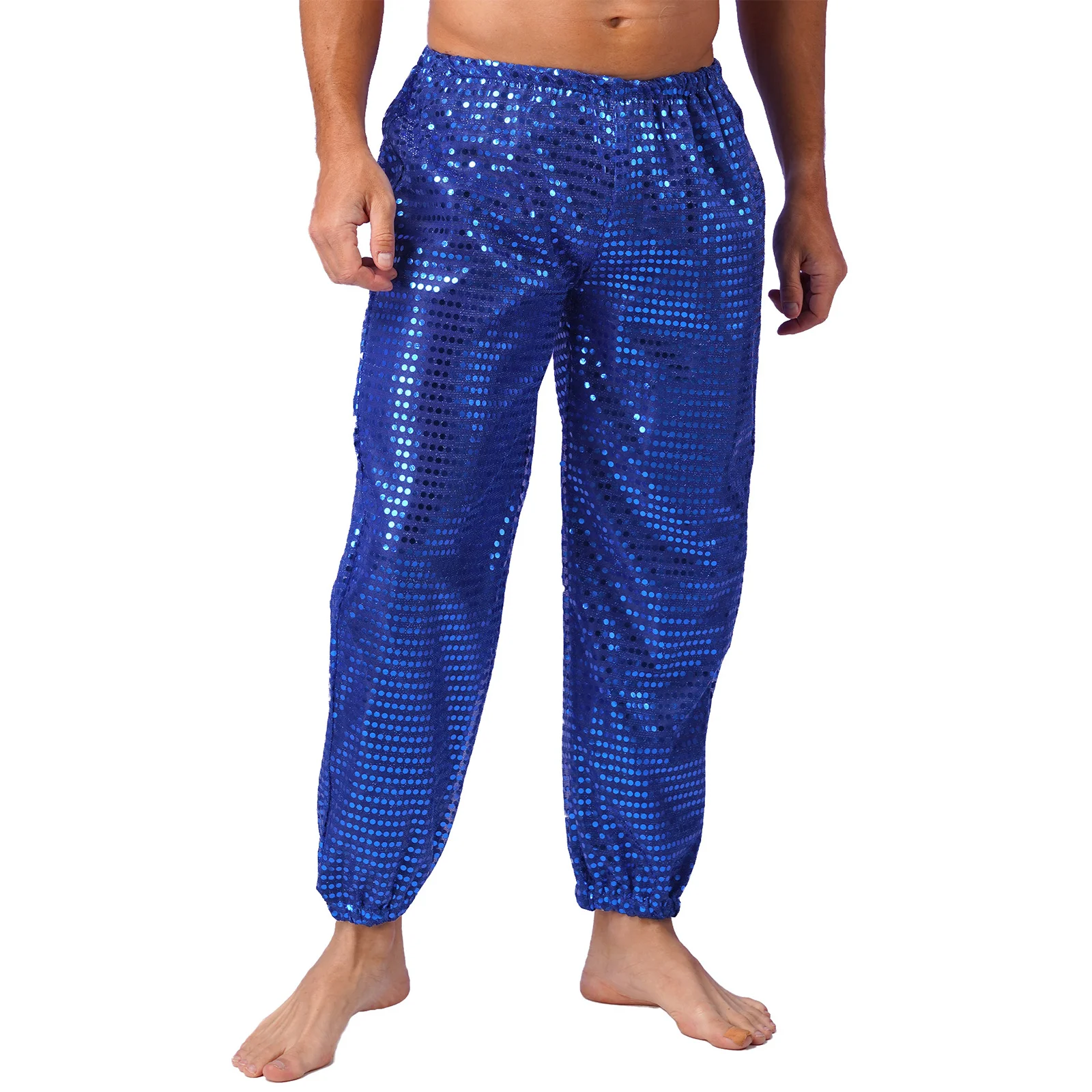 Mens Dancewear Halloween Sparkly Sequin Dance Pants Elastic Waist Metallic Hologram Shiny Stage Pants for Nightclub Carnivals
Mens Dancewear Halloween Sparkly Sequin Dance Pants Elastic Waist Metallic Hologram Shiny Stage Pants for Nightclub Carnivals