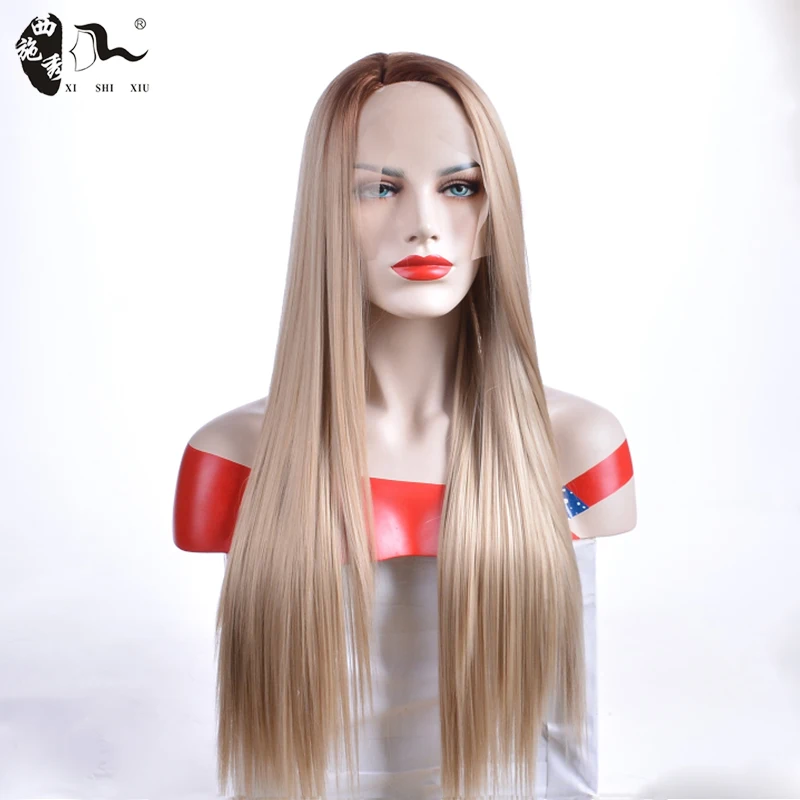 Long Silky Straight Wave Synthetic Side Part Ombre Brown Blonde Glueless Lace Front Wigs For Women High Temperature Fiber Wigs
Long Silky Straight Wave Synthetic Side Part Ombre Brown Blonde Glueless Lace Front Wigs For Women High Temperature Fiber Wigs