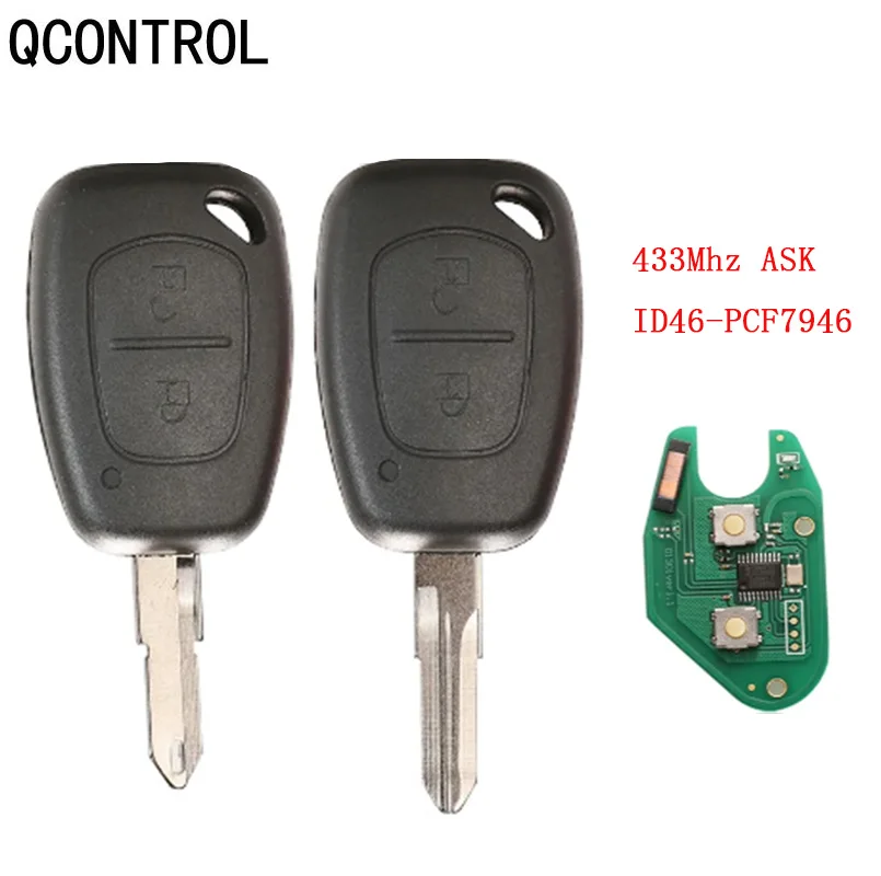 QCONTROL 2-кнопочный автомобильный дистанционный ключ 433 МГц ID46 чип-передатчик для
