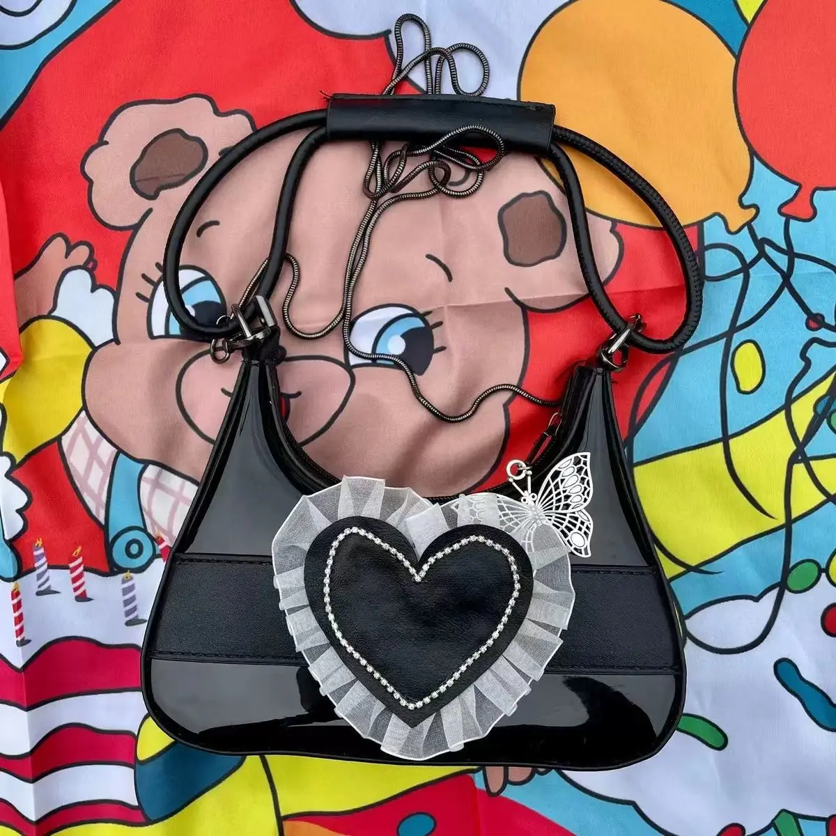 HAEX Harajuku Women's Bag 2022 Trend Y2k Lace Herat Patchwork Fashion Rhinestones E Girl Handbags Aesthetic Chains Bolso Mujer
HAEX Harajuku Women's Bag 2022 Trend Y2k Lace Herat Patchwork Fashion Rhinestones E Girl Handbags Aesthetic Chains Bolso Mujer