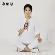 Chinese Style Women Tai Chi Kungfu Martial Arts Suits Cotton Linen Loose Meditation Yoga Exercise Fitness Set Sweatshirt+pant