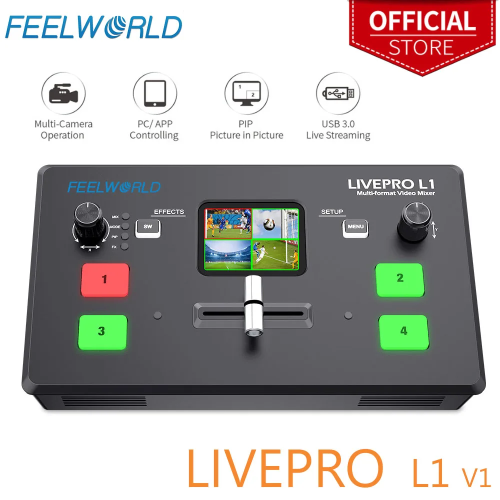 Мультиформатный Смеситель для видео FEELWORLD LIVEPRO L1 V1 коммутатор с 4 входами HDMI
