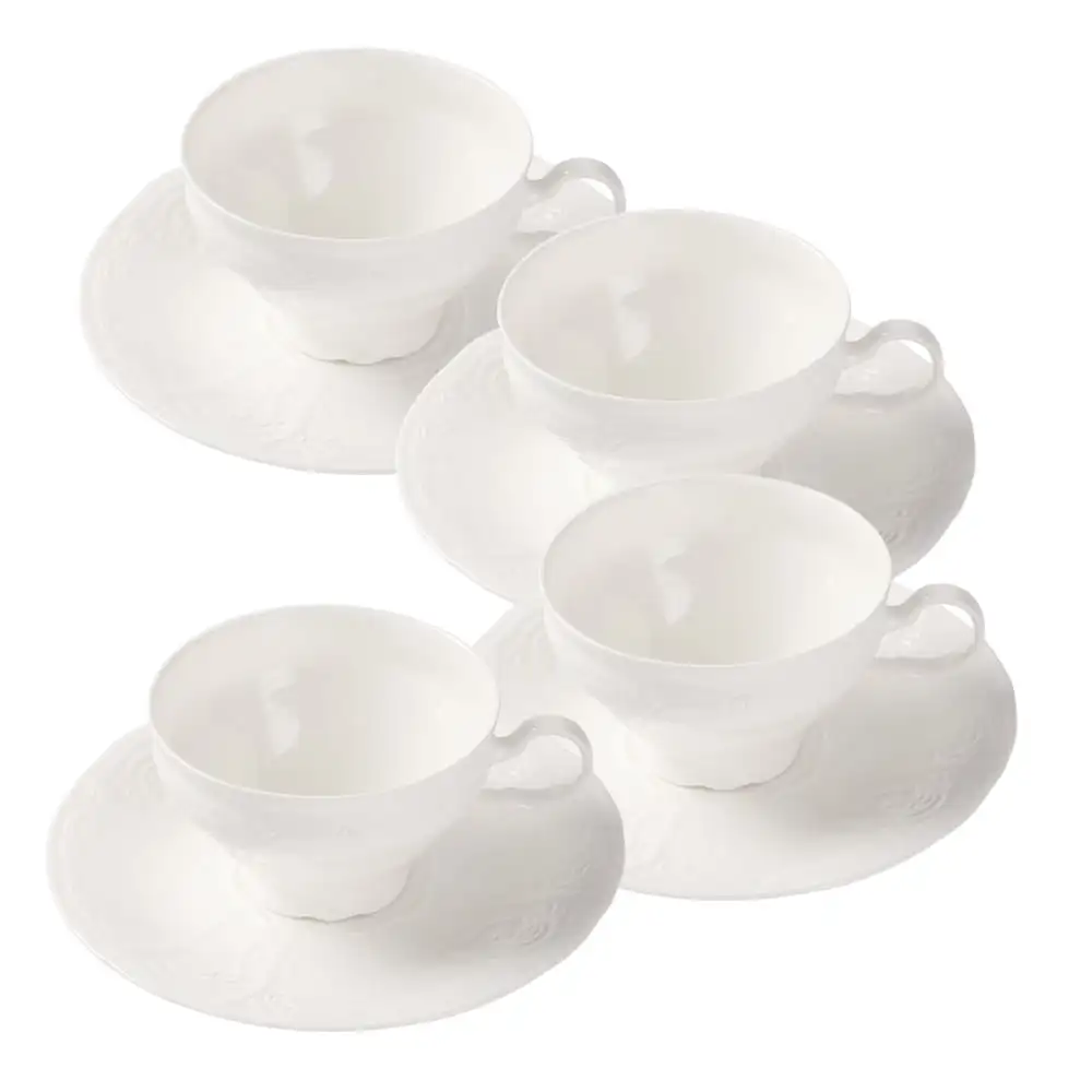 Fine China Pure White Teacup and Saucer Set, Coffee Cups, British Teacups, Set of Four
Fine China Pure White Teacup and Saucer Set, Coffee Cups, British Teacups, Set of Four