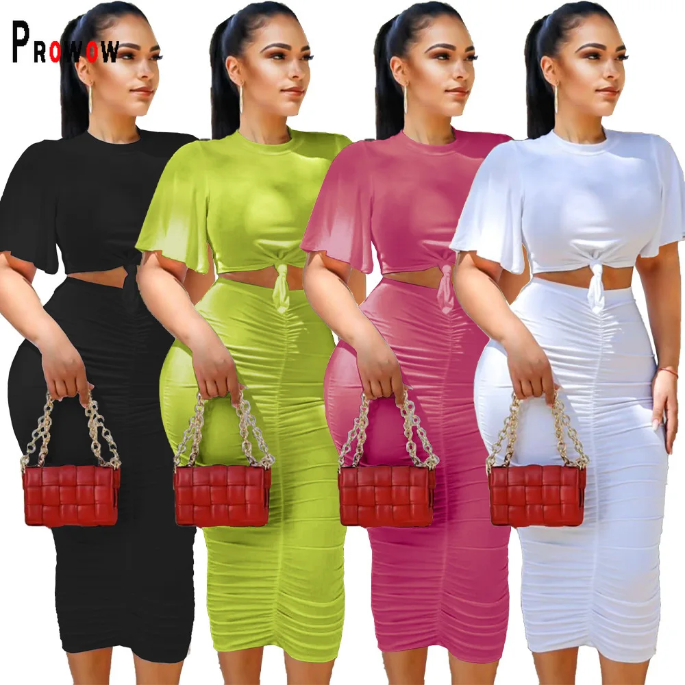 Prowow Women Clothing Set Short Sleeve Shirt Folds Maxi Skirt Two Piece Summer Matching Suit Festival Outfit Ensembles De Jupes
Prowow Women Clothing Set Short Sleeve Shirt Folds Maxi Skirt Two Piece Summer Matching Suit Festival Outfit Ensembles De Jupes