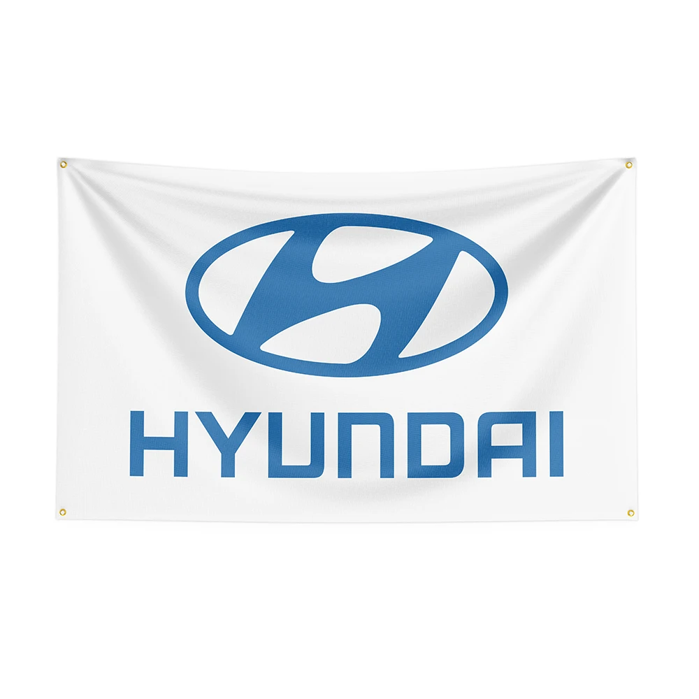 

90x150cm Hyundals Flag Polyester Prlnted Raclng Car Banner For Decor ft flag banner