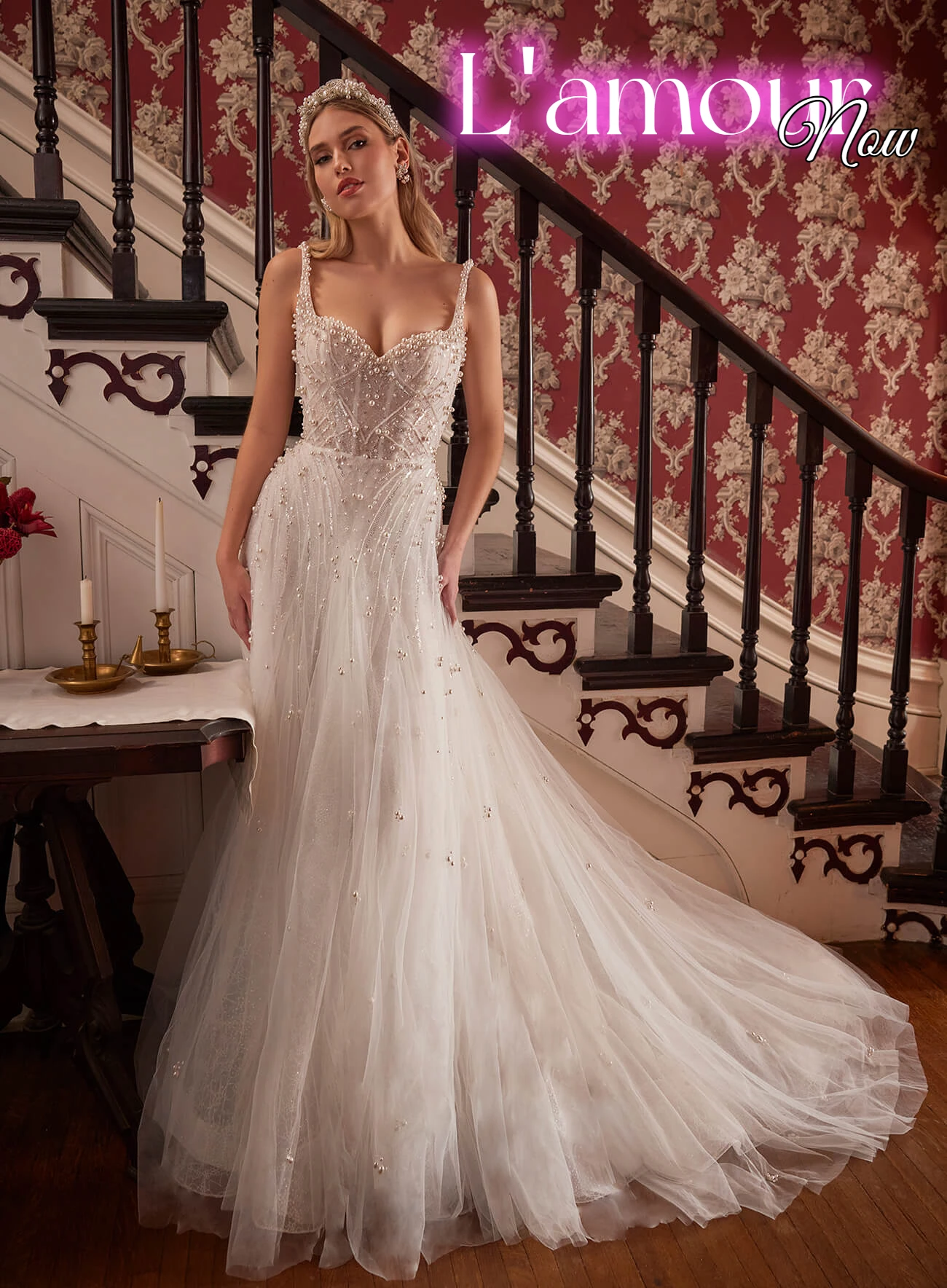 Beaded Lace A-Line Silhouette Sweetheart Neckline Tank Straps Open Back Sequin Details Voluminous Train Wedding Dress
Beaded Lace A-Line Silhouette Sweetheart Neckline Tank Straps Open Back Sequin Details Voluminous Train Wedding Dress