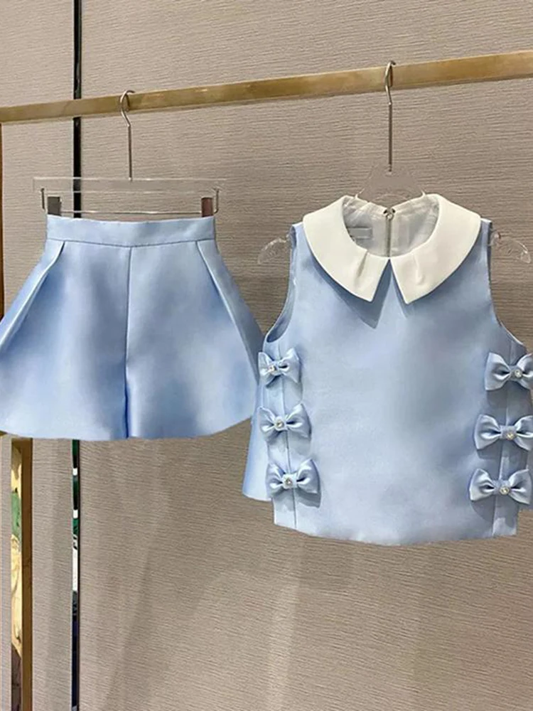 French Vintage Satins Two Piece Set Women Sweet Bow Short Top + High Waist Short Sets Summer Small Fragrant 2 Piece Pant Set
French Vintage Satins Two Piece Set Women Sweet Bow Short Top + High Waist Short Sets Summer Small Fragrant 2 Piece Pant Set