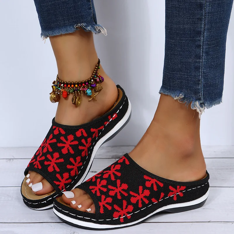 Fish Mouth Retro Color Matching Women's Mesh Hollow Sewing Wedge Heel Large Size Cotton Slippers Fashion Casual Sandals
Fish Mouth Retro Color Matching Women's Mesh Hollow Sewing Wedge Heel Large Size Cotton Slippers Fashion Casual Sandals