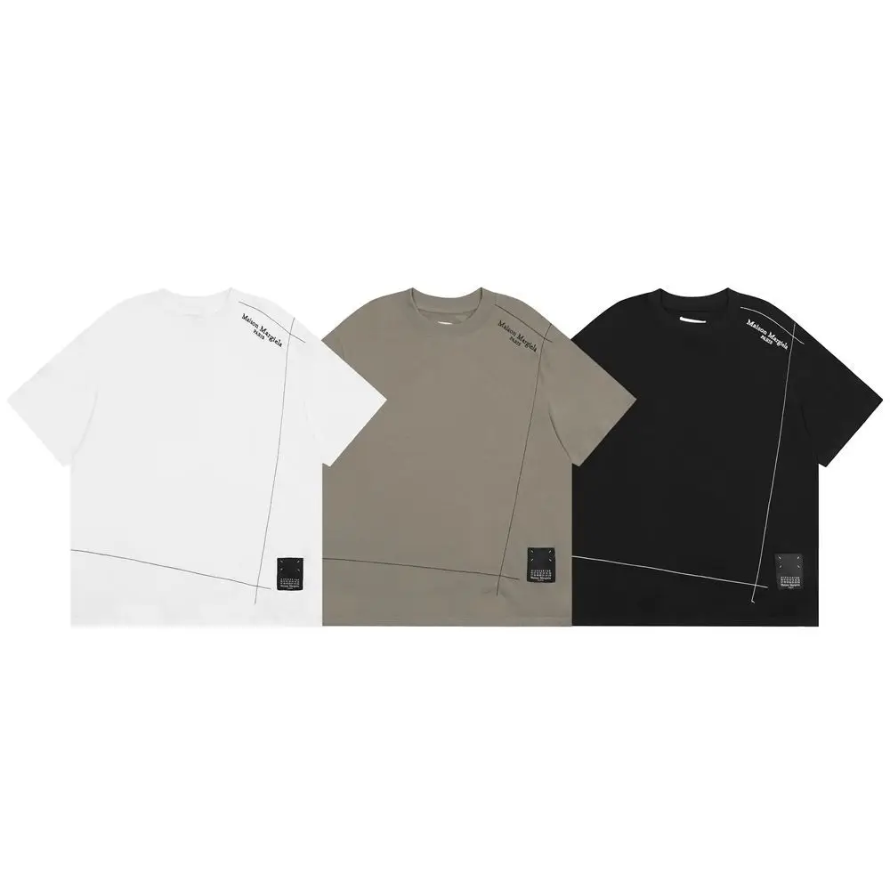 Irregular lines embroidered applique simple loose casual short-sleeved men's and women's fashion T-shirts
Irregular lines embroidered applique simple loose casual short-sleeved men's and women's fashion T-shirts