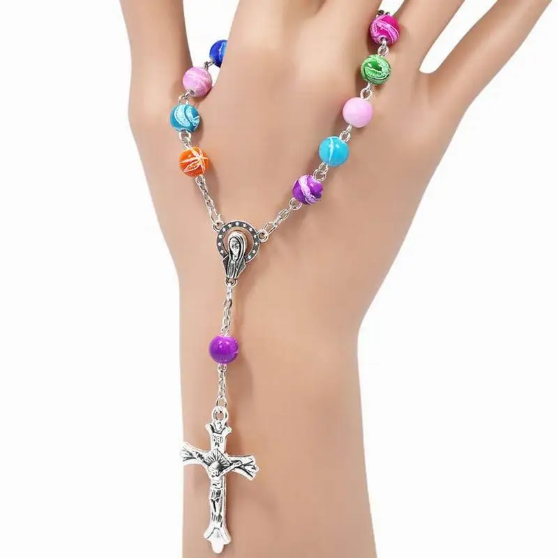 Colorful Beads Meditation Prayer Beaded Hand Chain Crucifix Cross Rosary Bracelets Wristband Religious Catholic Blessing Jewelry
Colorful Beads Meditation Prayer Beaded Hand Chain Crucifix Cross Rosary Bracelets Wristband Religious Catholic Blessing Jewelry