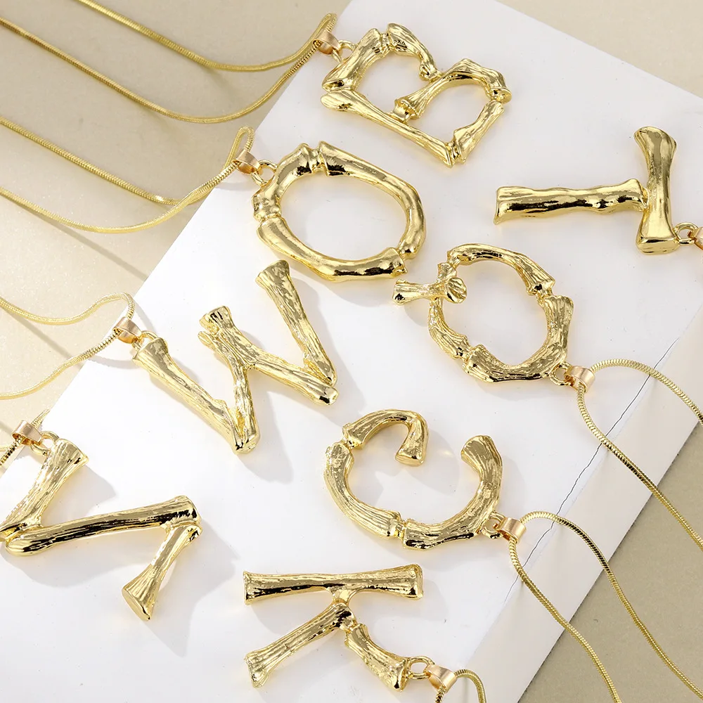 Big Gold Plated Metal Bamboo 26 Letter Necklaces for Women Initial Alphabet Pendant Necklace Fashion Link Chain Jewelry Gifts
Big Gold Plated Metal Bamboo 26 Letter Necklaces for Women Initial Alphabet Pendant Necklace Fashion Link Chain Jewelry Gifts