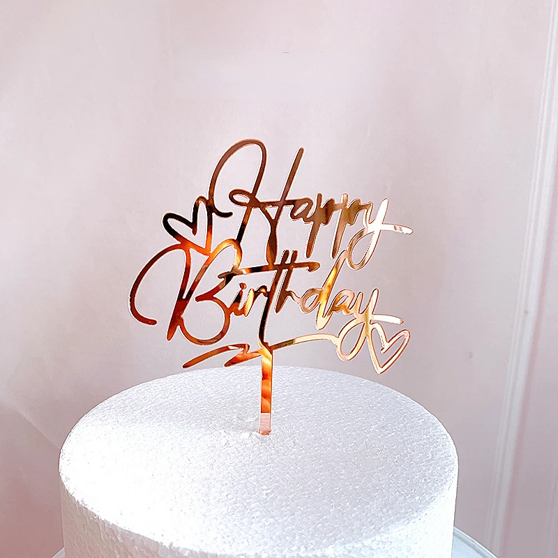 

Aose Золотой Топпер для торта на день рождения, акриловый флаг для дня рождения, выпечка, аксессуары для декора