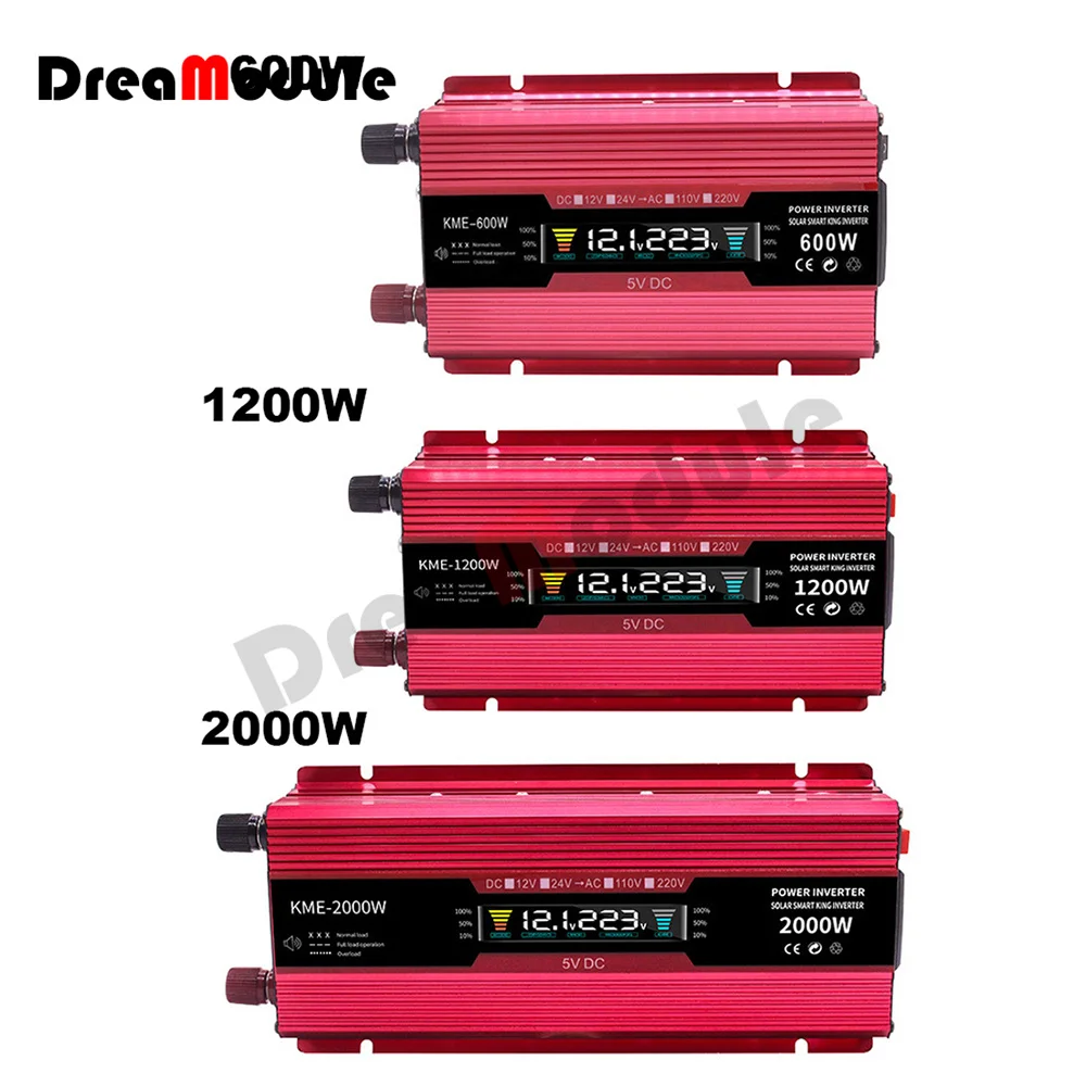 Car Power Inverter DC 12v to AC 110V LCD 600/1200/2000W Charger Transformer Power USB Converter Solar LED Display Power Inverter
Car Power Inverter DC 12v to AC 110V LCD 600/1200/2000W Charger Transformer Power USB Converter Solar LED Display Power Inverter