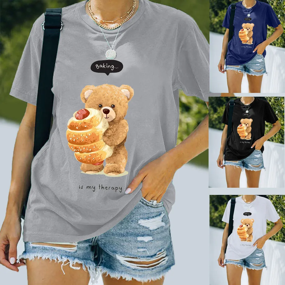 Women Kawaii Harajuku T-shirt Baking Is My Therapy Bear Print Loose O-neck Short sleeve Tees 100% Cotton Summer футболка женская
Women Kawaii Harajuku T-shirt Baking Is My Therapy Bear Print Loose O-neck Short sleeve Tees 100% Cotton Summer футболка женская