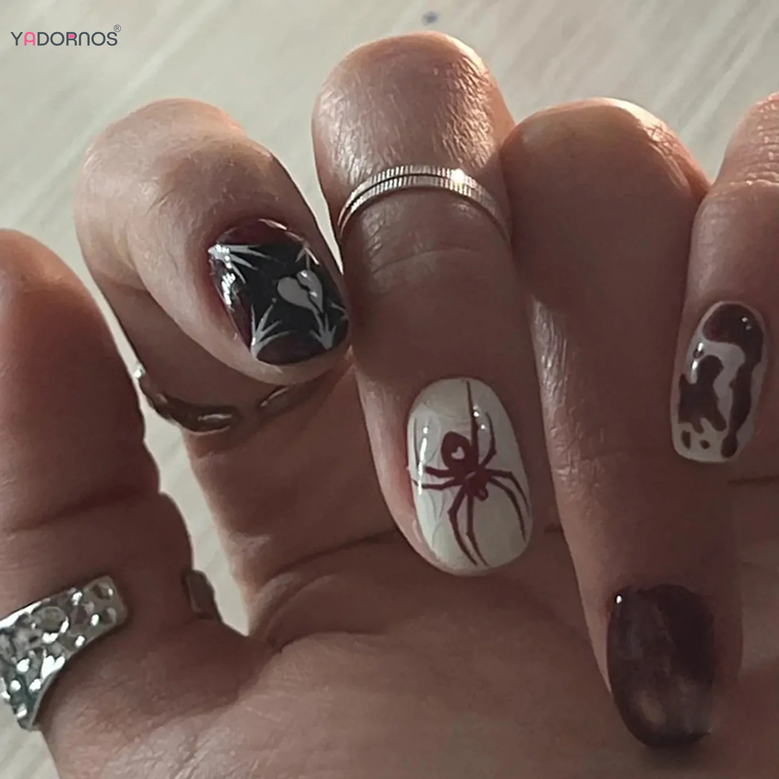 24Pcs Short False Nails Burgundy Spider Web Design Press on Nails Tips Party Halloween festival for Women DIY Manicure Fake Nail
24Pcs Short False Nails Burgundy Spider Web Design Press on Nails Tips Party Halloween festival for Women DIY Manicure Fake Nail
