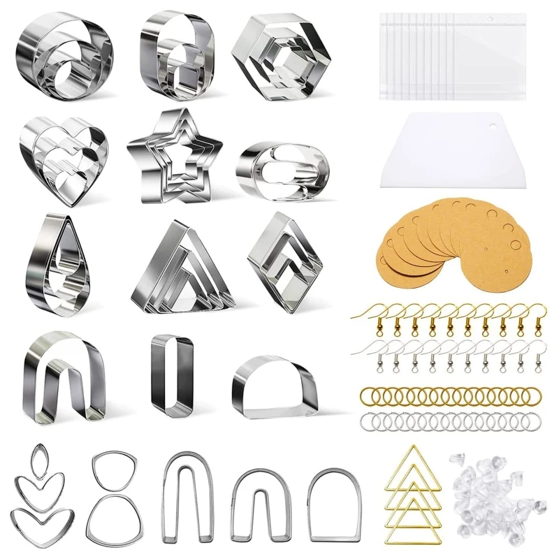 36Pcs Polymer Clay Cutters 17 Shapes Clay Cutters with Earring Hooks Earplugs for Polymer Clay Earring Jewelry Making
36Pcs Polymer Clay Cutters 17 Shapes Clay Cutters with Earring Hooks Earplugs for Polymer Clay Earring Jewelry Making