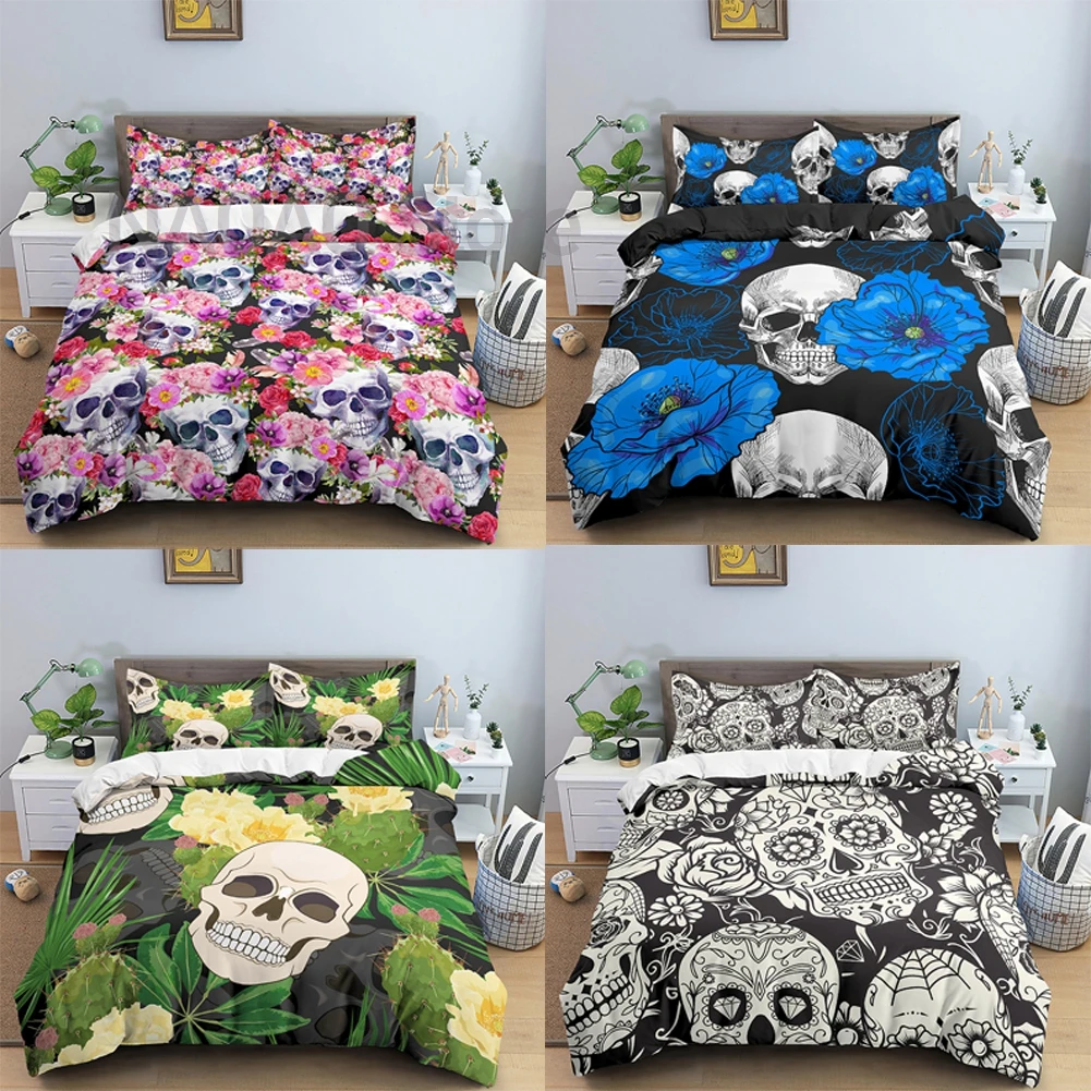 Punk Bedding Set 3D Skull Duvet Cover Floral Skull Quilt Cover With Zipper Queen Double Comforter Sets Kids Boys Gifts
Punk Bedding Set 3D Skull Duvet Cover Floral Skull Quilt Cover With Zipper Queen Double Comforter Sets Kids Boys Gifts