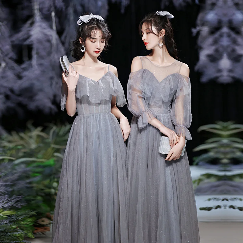 Grey bridesmaid evening dress sister group Fairy Spirit thin Christmas party sister dress
Grey bridesmaid evening dress sister group Fairy Spirit thin Christmas party sister dress