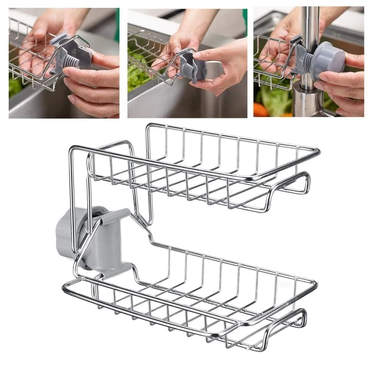 Stainless Steel Two-Layer Kitchen And Bathroom Organizer Faucet Soap Dispenser Shampoo Rack Ergonomic Design Practical Products
Stainless Steel Two-Layer Kitchen And Bathroom Organizer Faucet Soap Dispenser Shampoo Rack Ergonomic Design Practical Products