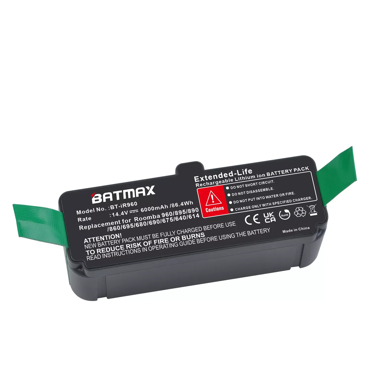 14.4V 6000mAh Vacuum Cleaner Li-ion Battery for iRobot Roomba 980 960 R3 890 880 870 650 630 580 560; 500 600 700 800 900 Series
14.4V 6000mAh Vacuum Cleaner Li-ion Battery for iRobot Roomba 980 960 R3 890 880 870 650 630 580 560; 500 600 700 800 900 Series